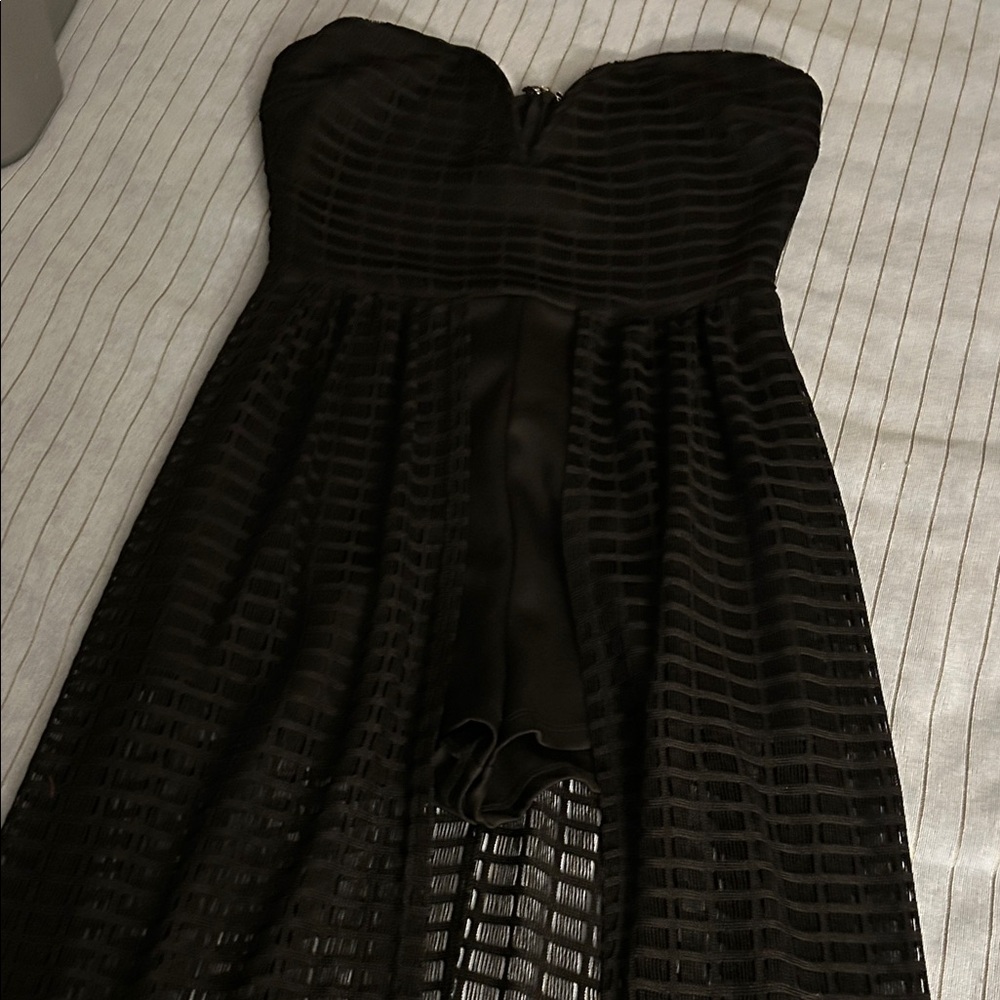 VENUS Black Strapless Mesh Romper